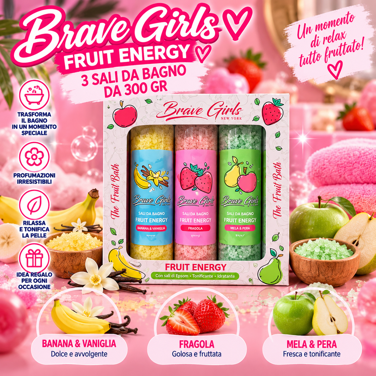 BRAVE GIRLS | 3 Pz sali da bagno 300gr