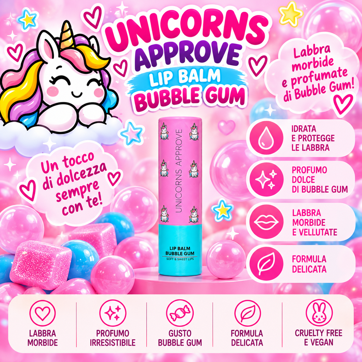 UNICORN APPROVE | Lip balm bubble gum