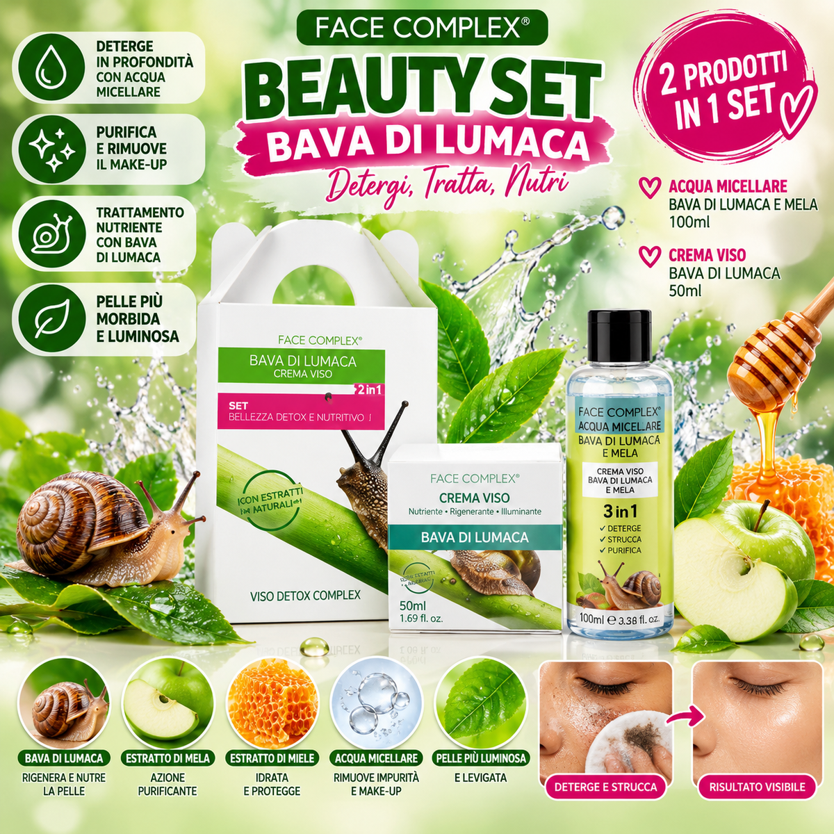 FACE COMPLEX BEAUTY SET BAVA DI LUMACA  Acqua micellare 100ml + crema viso 50 ml