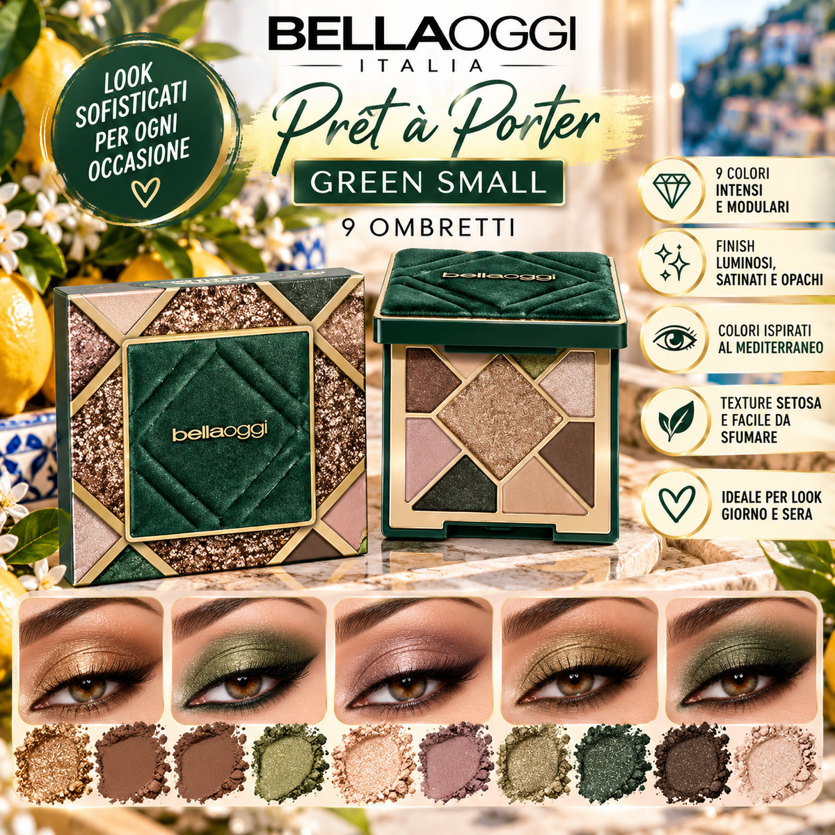 BELLAOGGI PALETTE PRET A PORTER GREEN SMALL 9 OMBRETTI