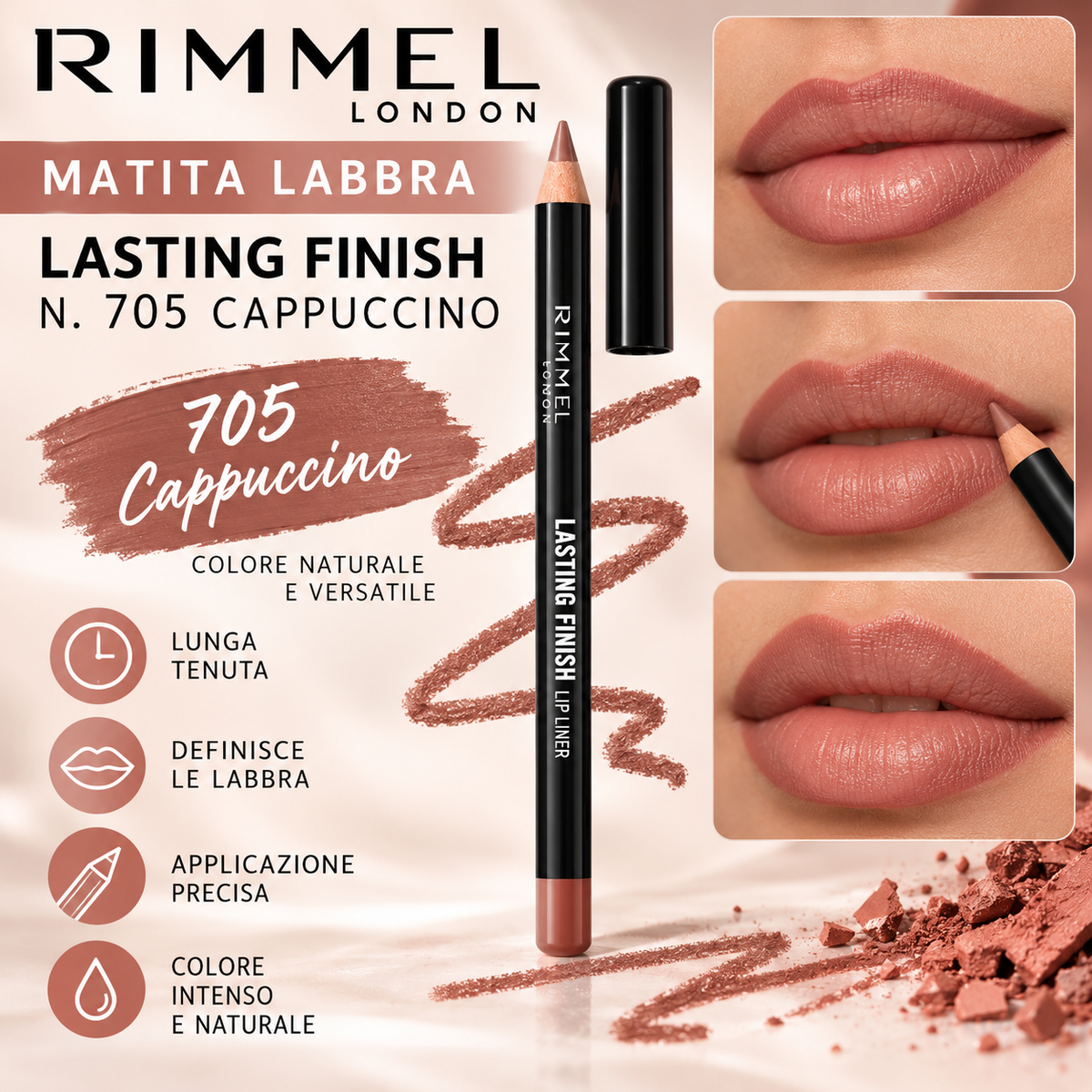 Rimmel Lasting Finish Matita Labbra Lip Liner – 705 Cappuccino