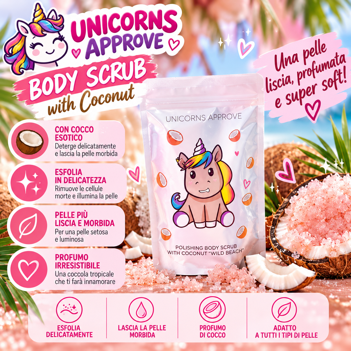UNICORN APPROVE | Scrub corpo al cocco 200gr