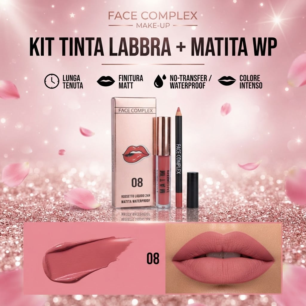 FACE COMPLEX | Kit tinta labbra+matita labbra waterproof N.08