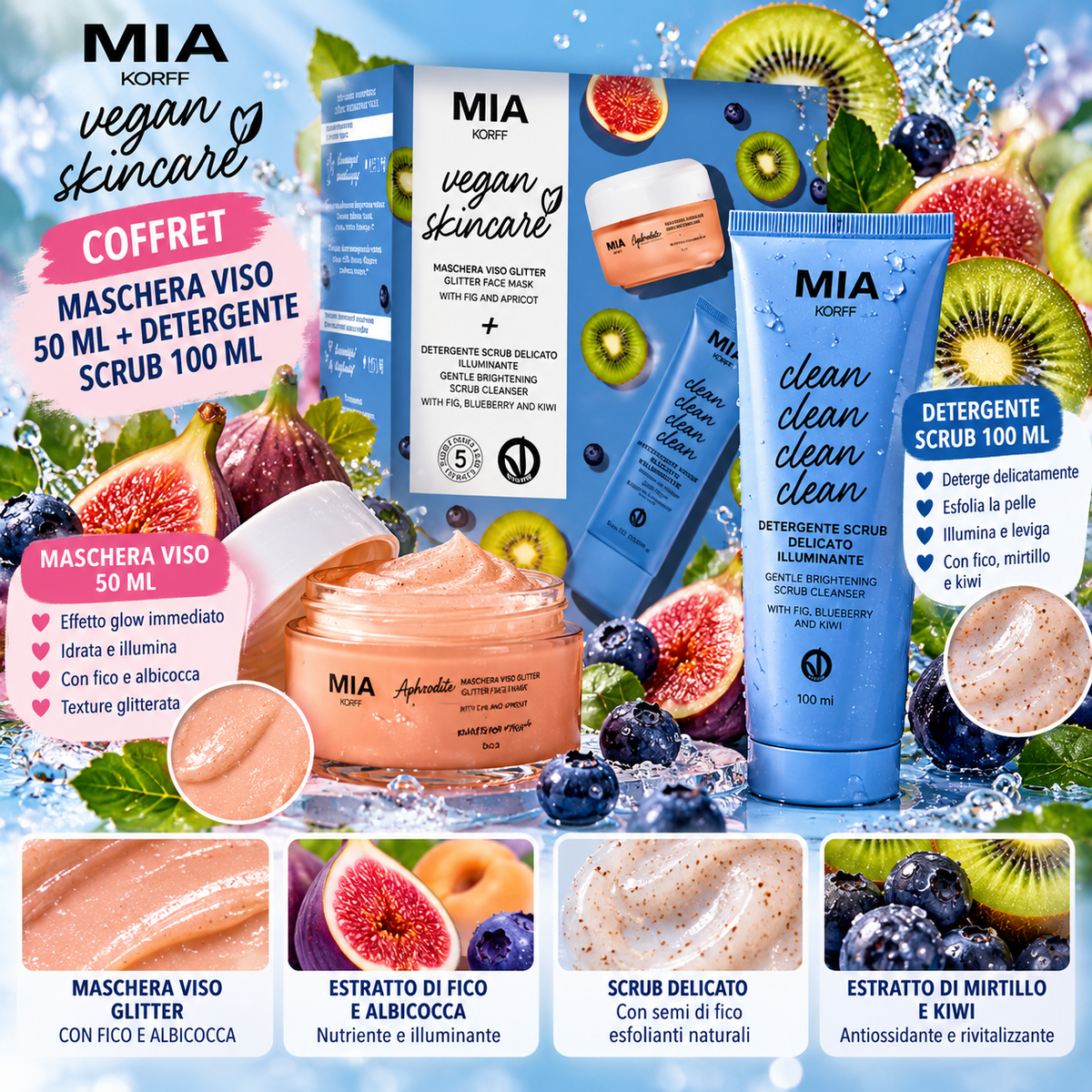 MIA KORFF Vegan Coffret Viso – Maschera + Skincare