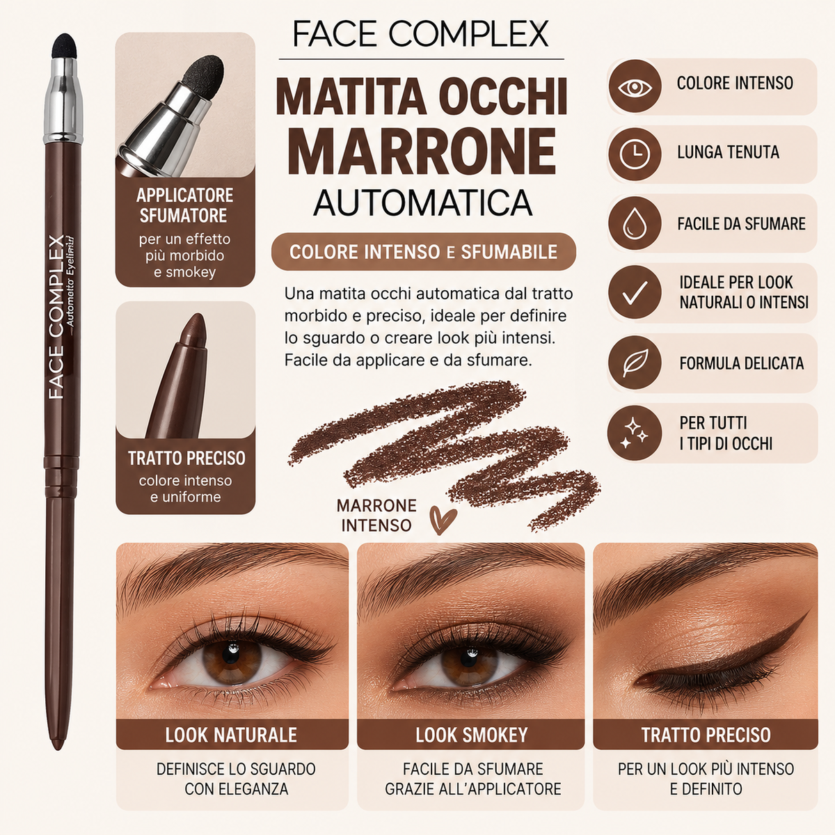 FACE COMPLEX | MATITA OCCHI MARRONE AUTOMATICA