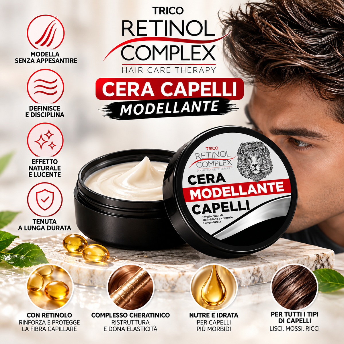Retinol Complex Cera Capelli Modellante alla Cheratina