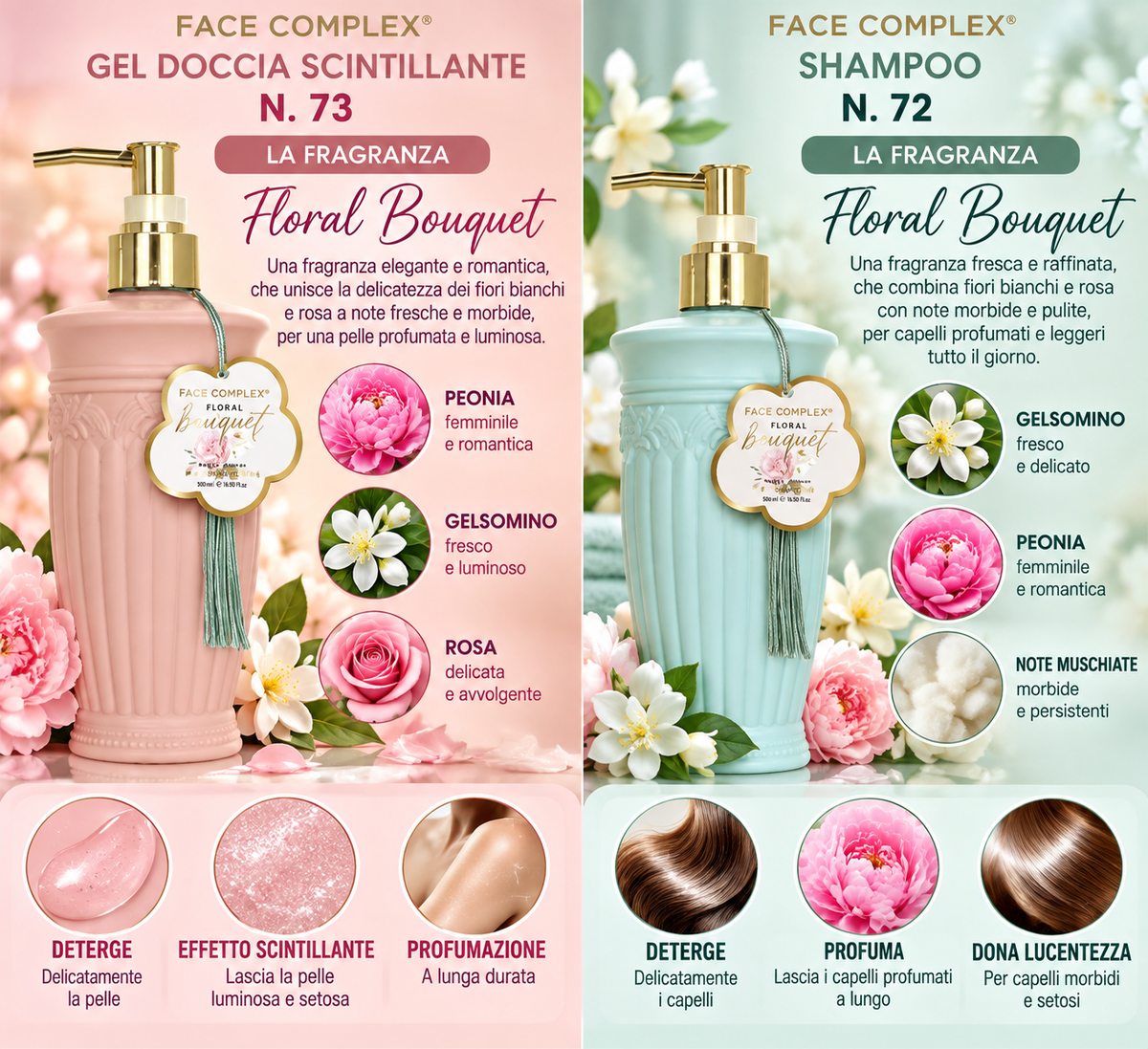 Face Complex Gel Doccia Scintillante Floral Bouquet N.73 – 500 ml Shampoo Floral Bouquet N.72 – 500 ml