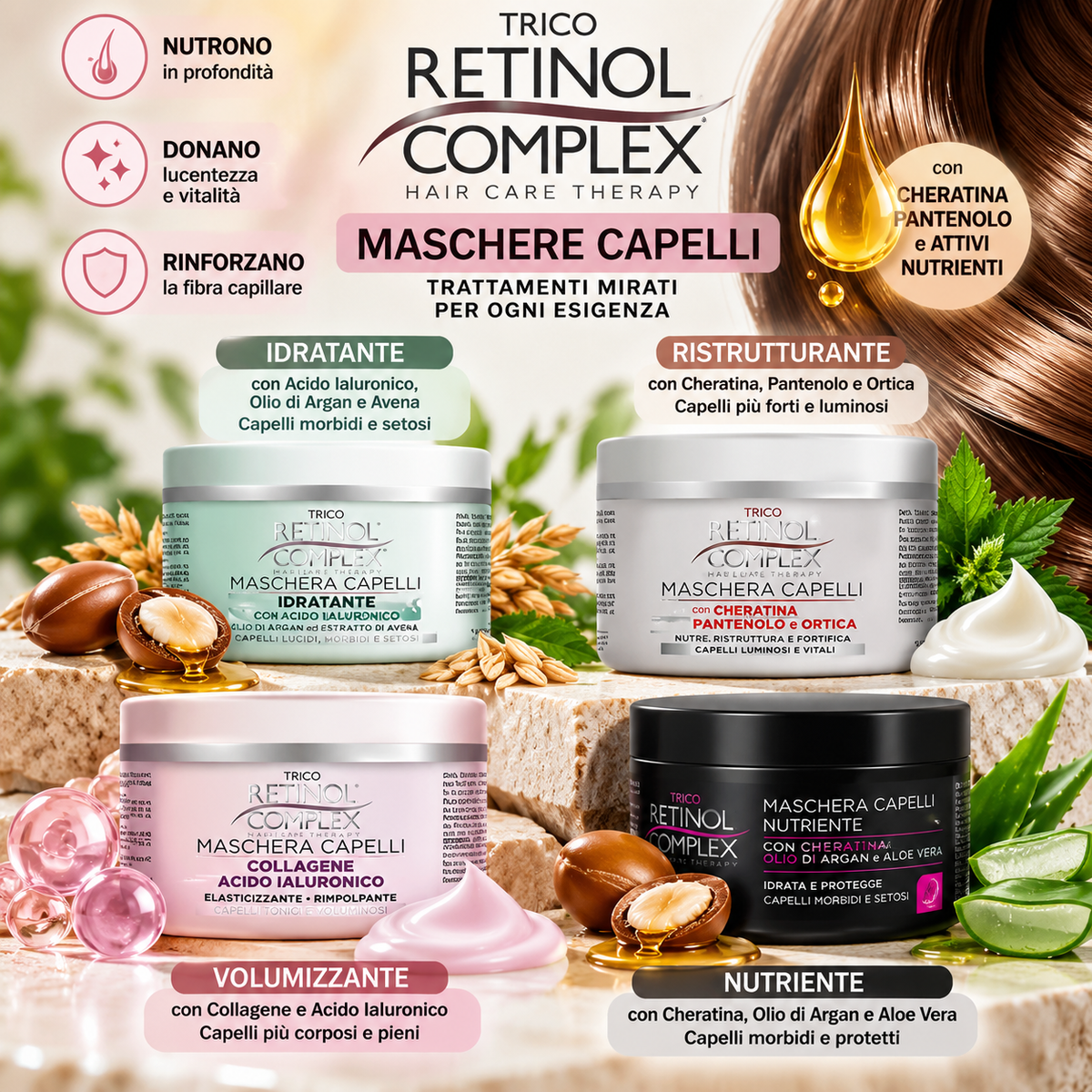 Retinol Complex Maschera Capelli – Varianti Assortite