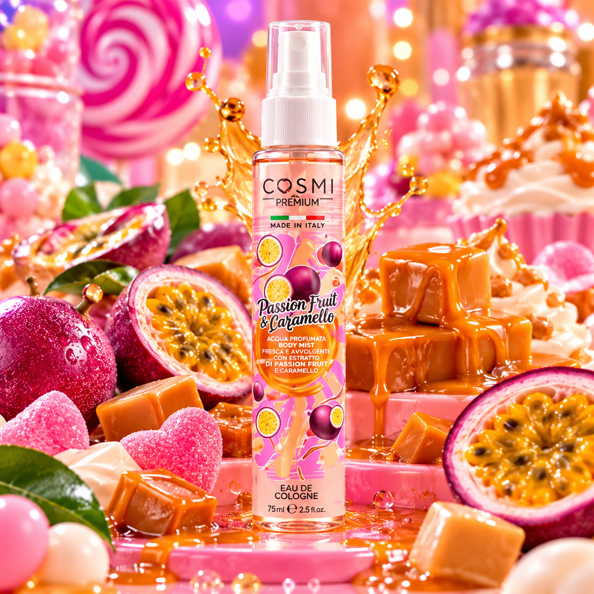 Cosmi Body Spray Profumato – Fragranza Donna 75 ml caramello e frutto della passione