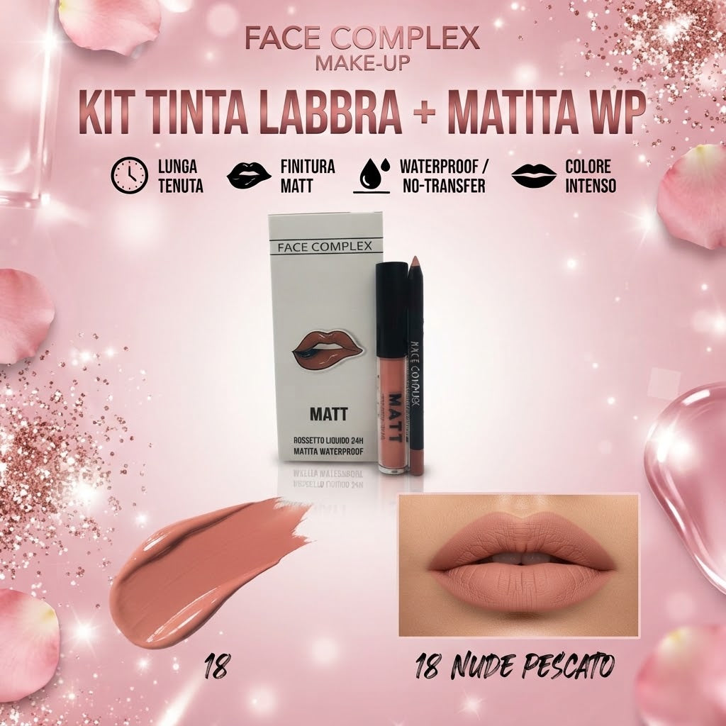 FACE COMPLEX | Kit tinta labbra+matita labbra waterproof N. 18