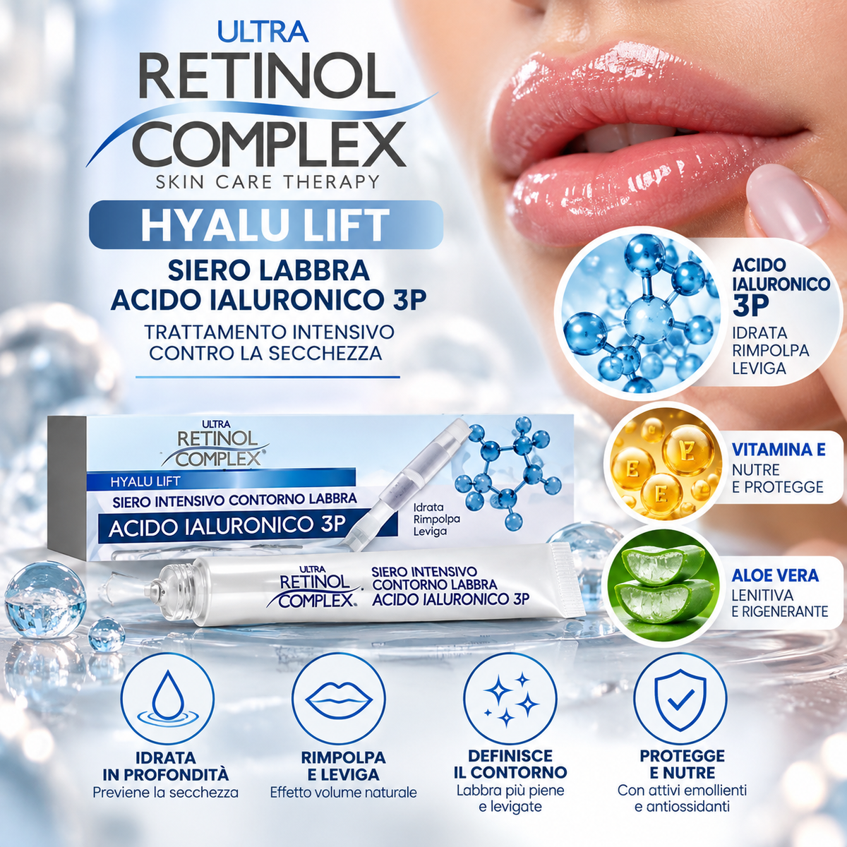 Retinol Complex Hyalu Lift Siero Labbra Acido Ialuronico