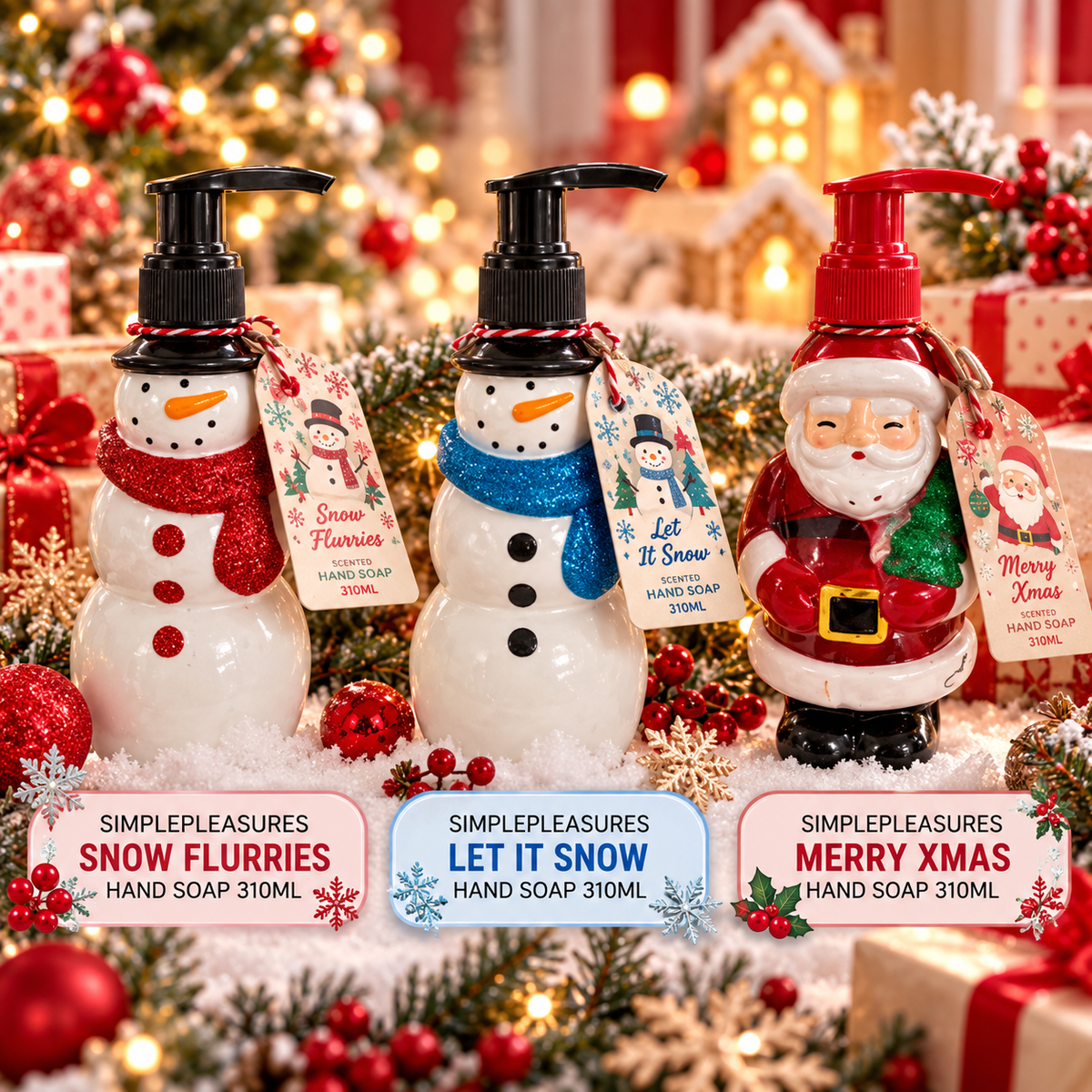 Simple Pleasures Christmas – Set 3 Saponi Mani Profumati 230 ml
