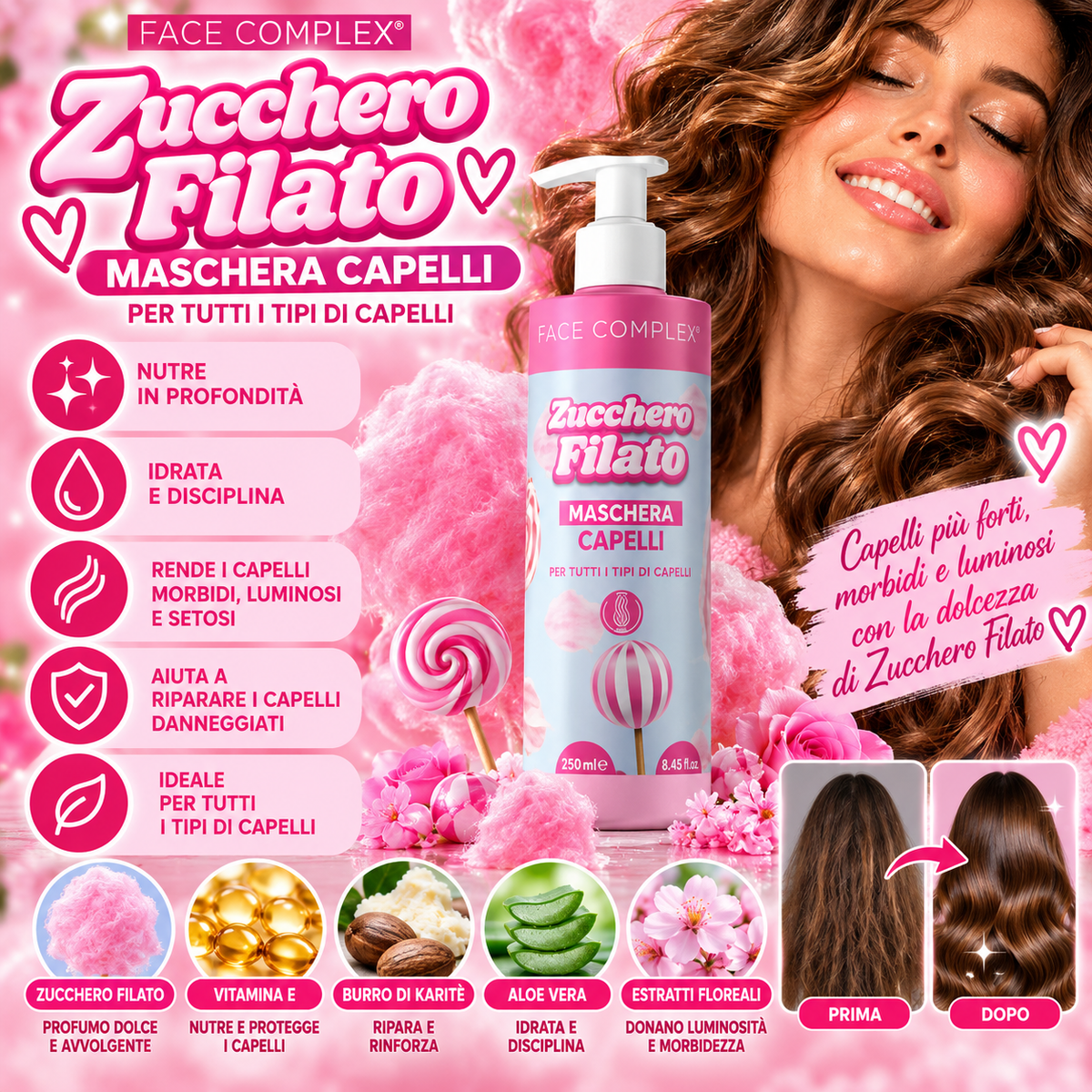 . Face Complex Zucchero Filato – Maschera Capelli 250 ml