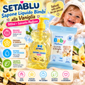 SETABLU | Sapone liquido 500 ml + Pacco salviette multiuso alla vaniglia