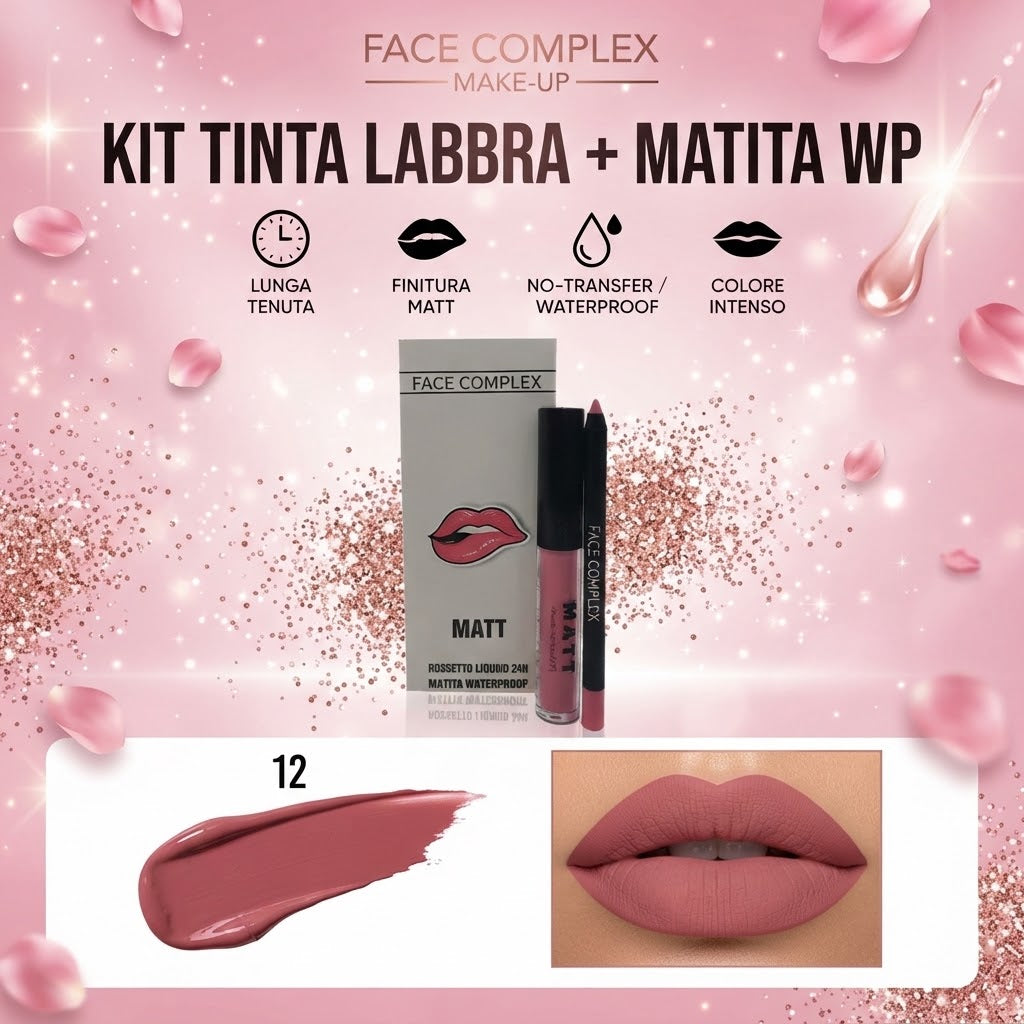 FACE COMPLEX | Kit tinta labbra+matita labbra waterproof N.12