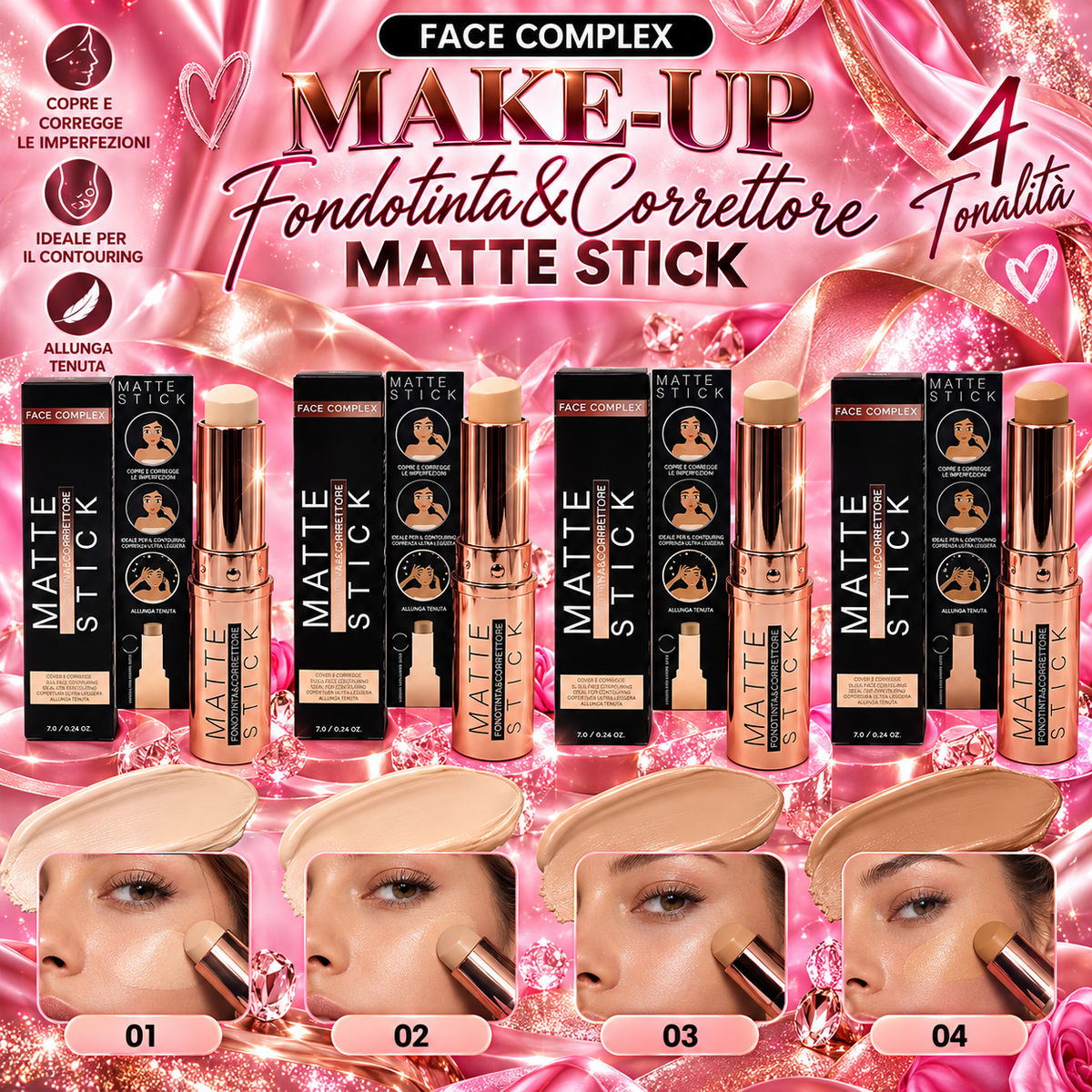FACE COMPLEX | Fondotinta & Correttore Matte Stick