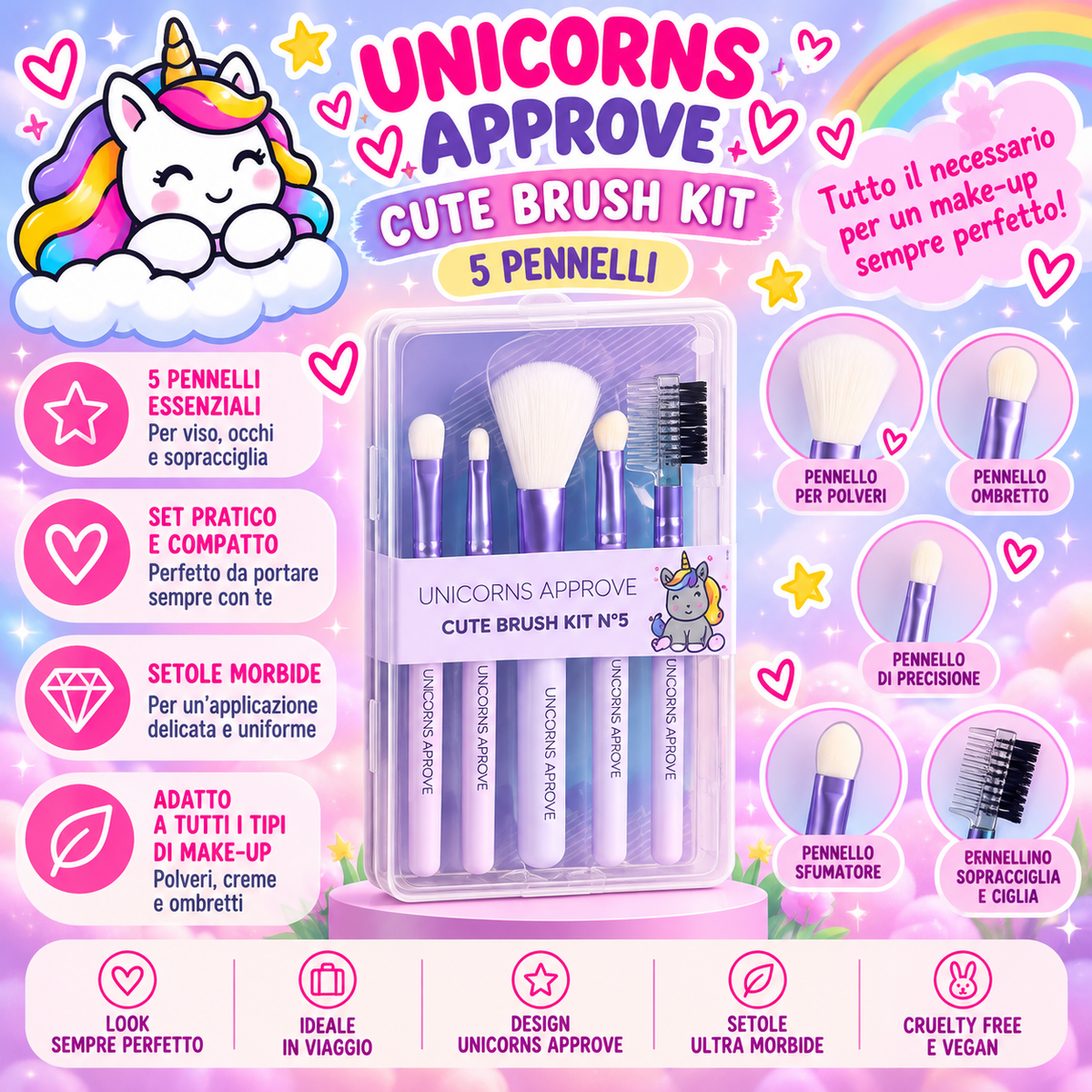UNICORN APPROVE |  KIT PENNELLI 5 pz