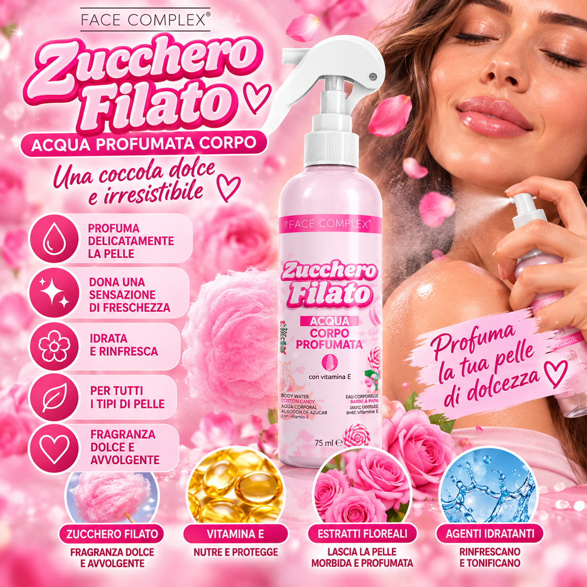 Face Complex Zucchero Filato – Acqua Corpo 75 ml