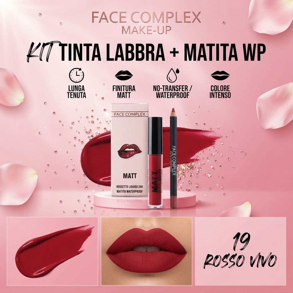 FACE COMPLEX | Kit tinta labbra+matita labbra waterproof N.19