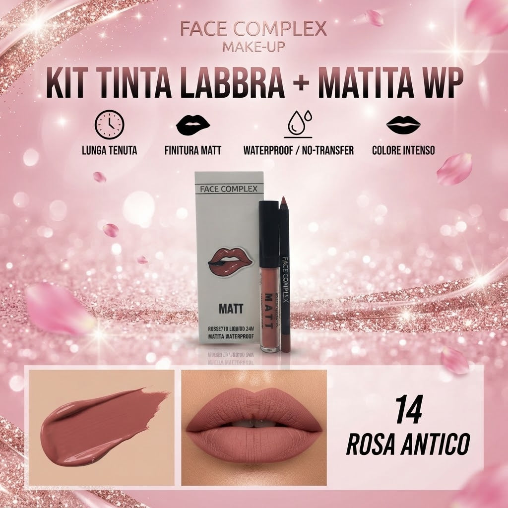 FACE COMPLEX | Kit tinta labbra+matita labbra waterproof N.14