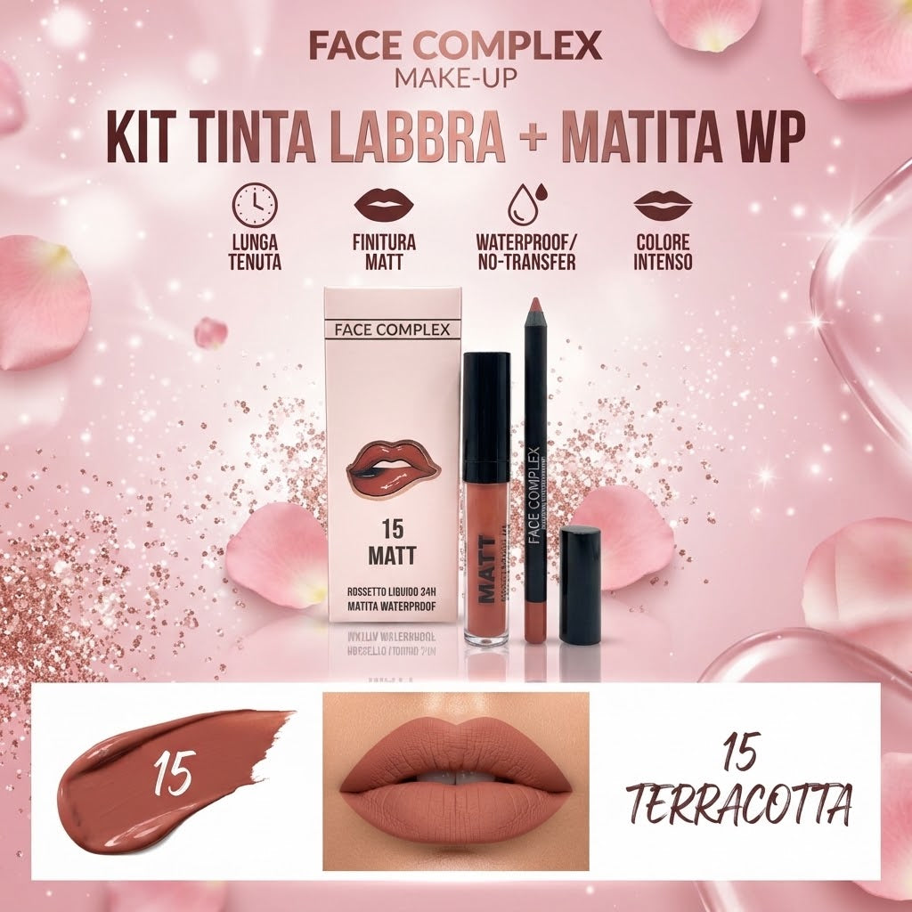 FACE COMPLEX | Kit tinta labbra+matita labbra waterproof N.15