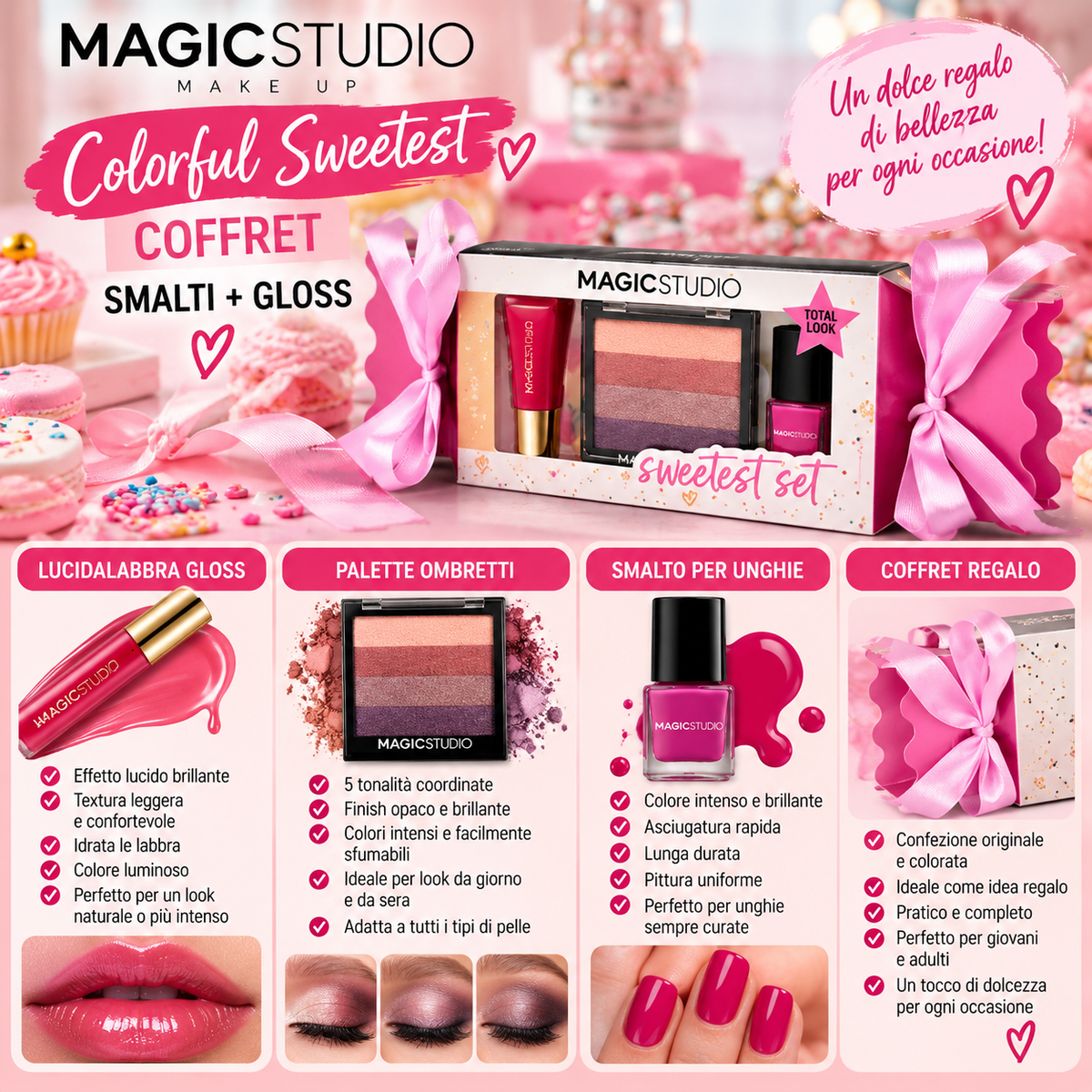 Magic Studio Colorful Sweeties – Cofanetto Make-Up 4 Pezzi