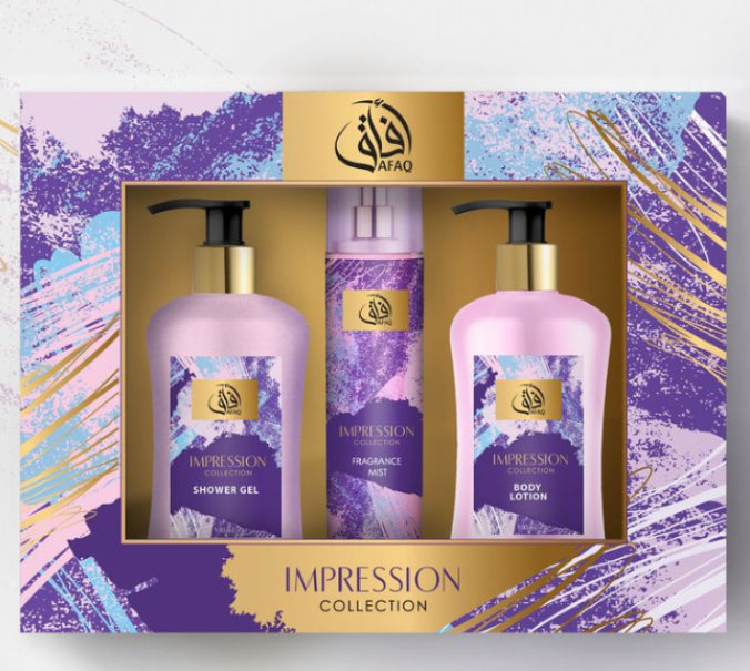 AFAQ IMPRESSION BODY LOTION 250ML + ACQUA PROFUMATA 225ML + SHOWER GEL 250ML