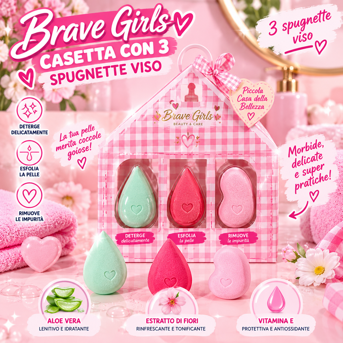 BRAVE GIRLS | casetta con 3 spugnette viso