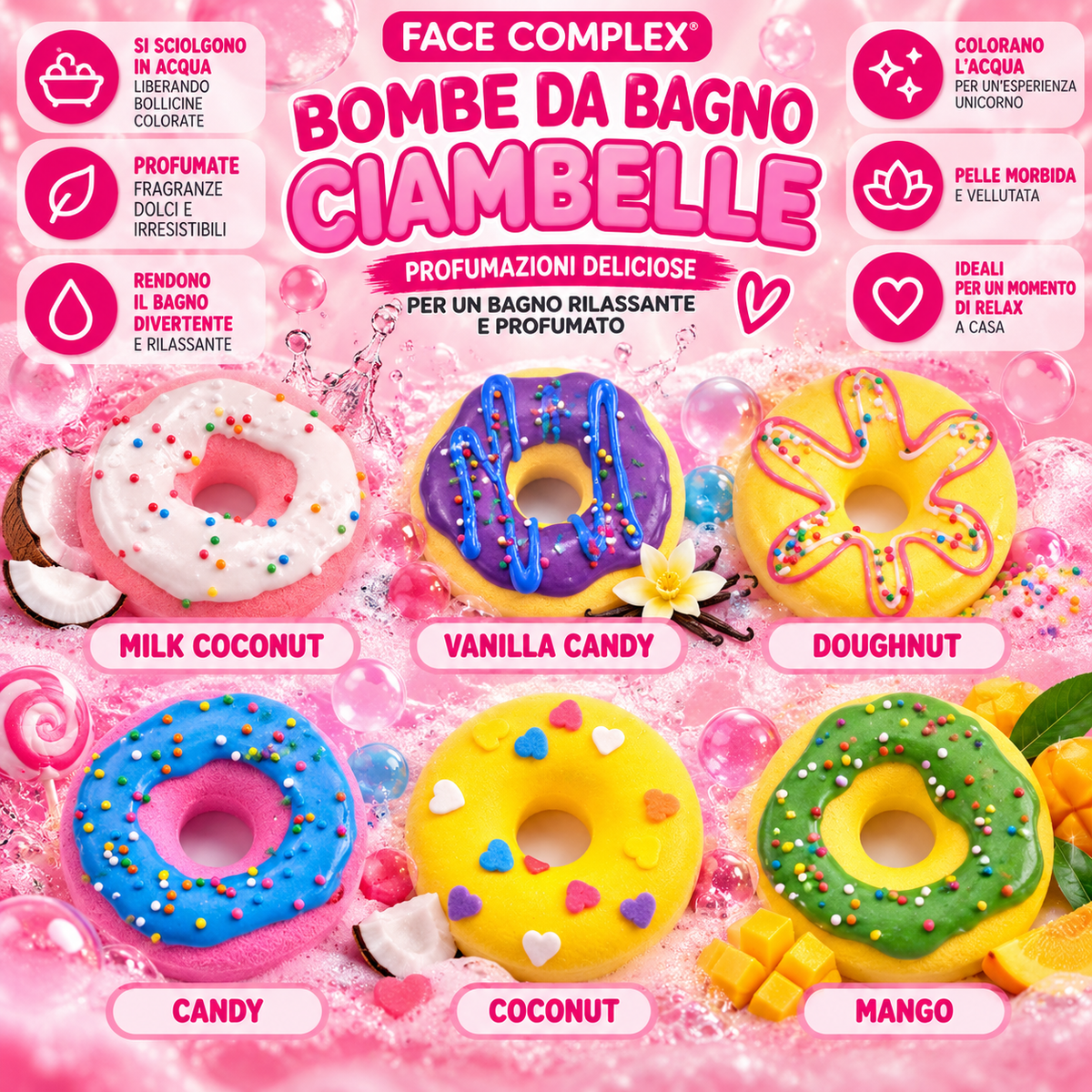 FACE COMPLEX | bombe da bagno ciambelle 🍩 120 gr