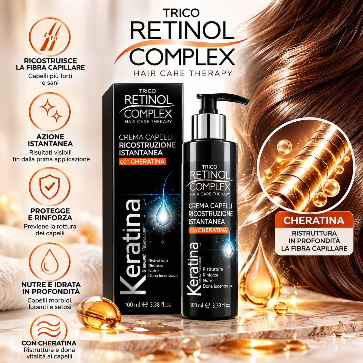 Retinol Complex Keratina Trattamento Capelli 100 ml