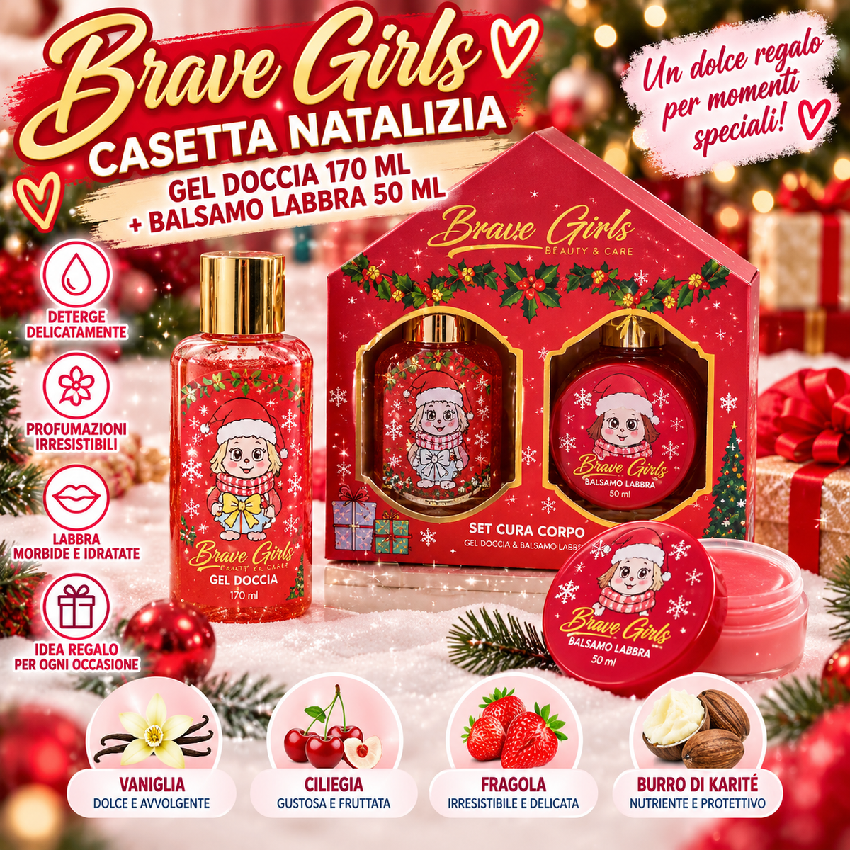 BRAVE GIRLS | Casetta natalizia shower gel 170ml + body lotion 50ml