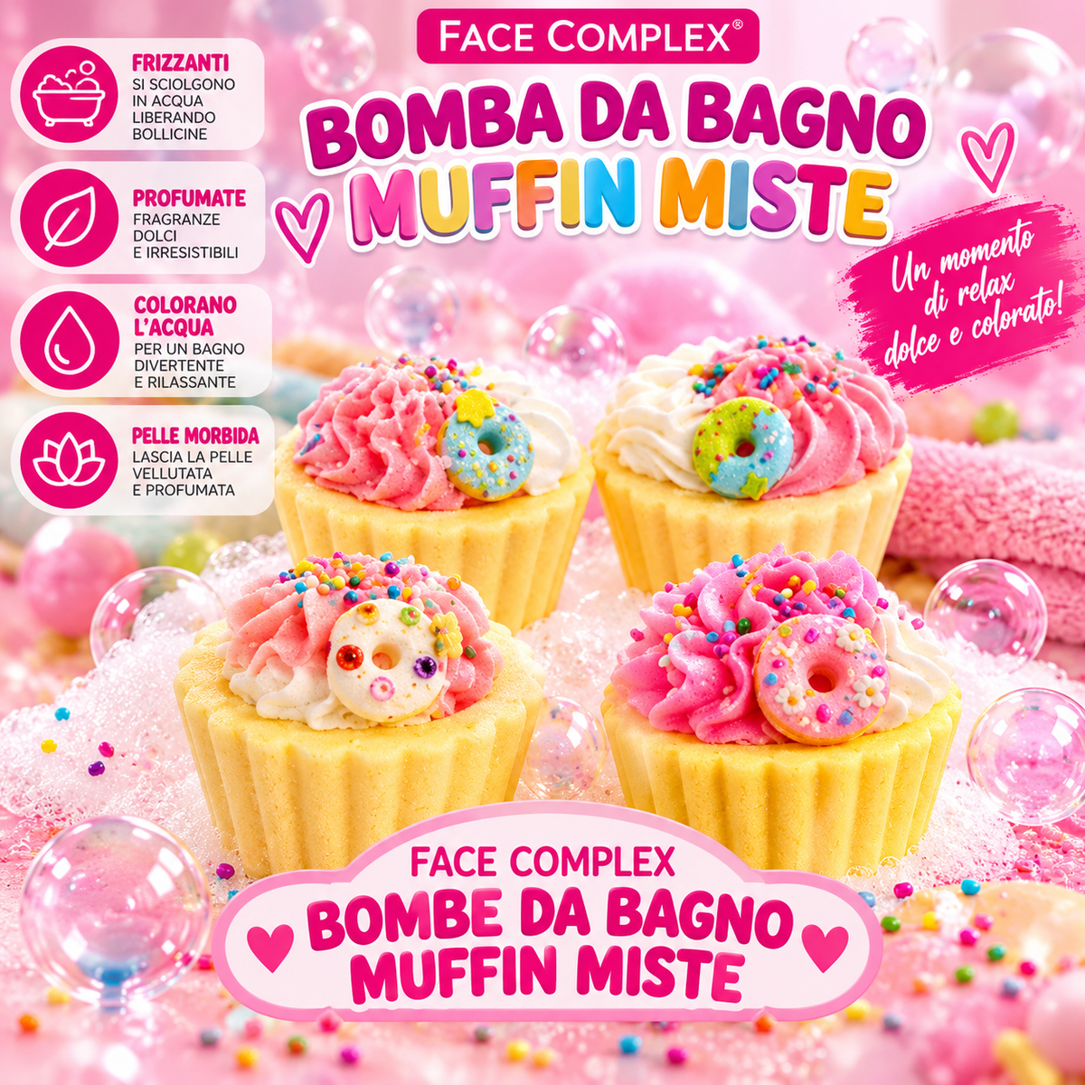 FACE COMPLEX | Bomba da bagno muffin miste (casuale)