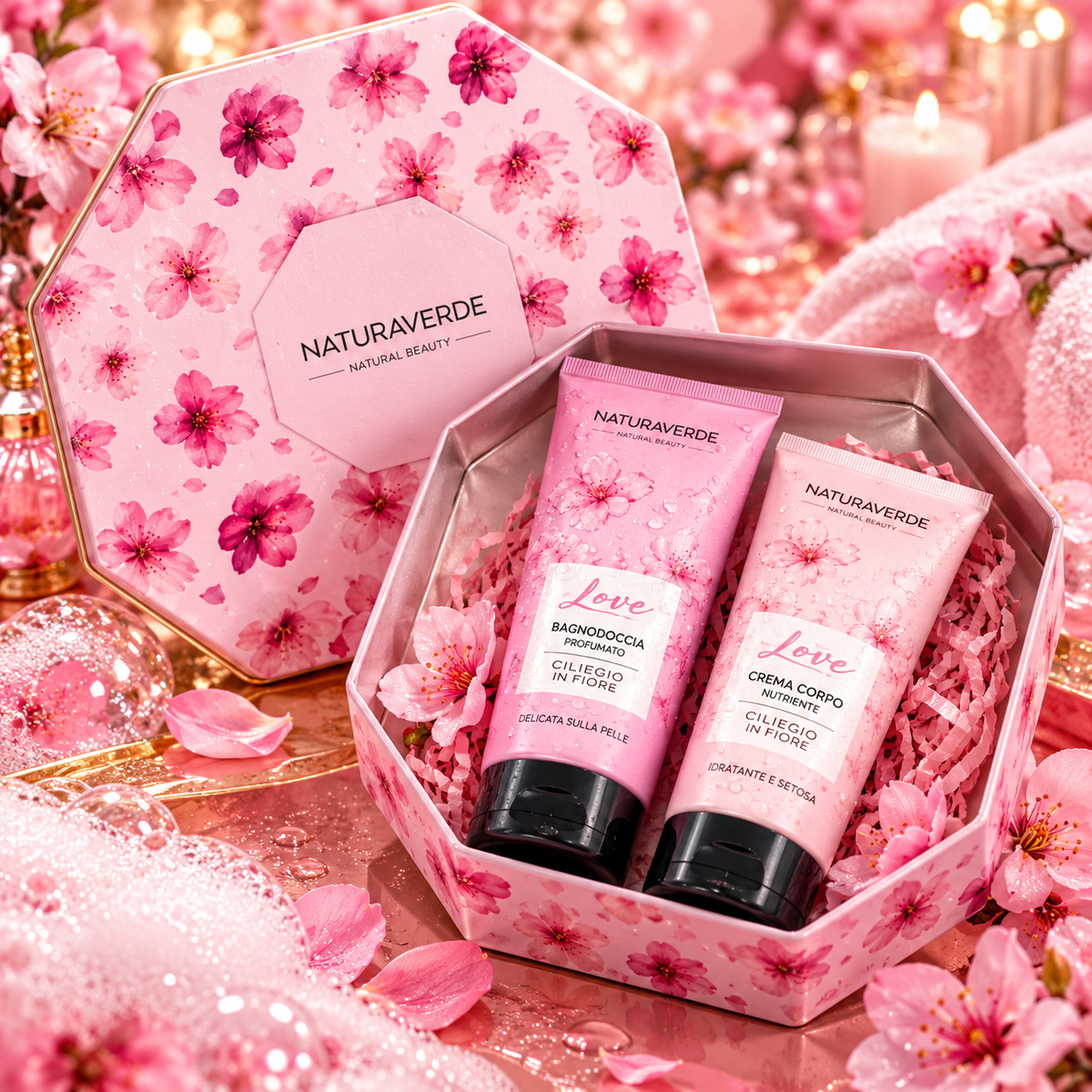 Naturaverde Love – Cofanetto Corpo con scatola latta | Ciliegio in fiore