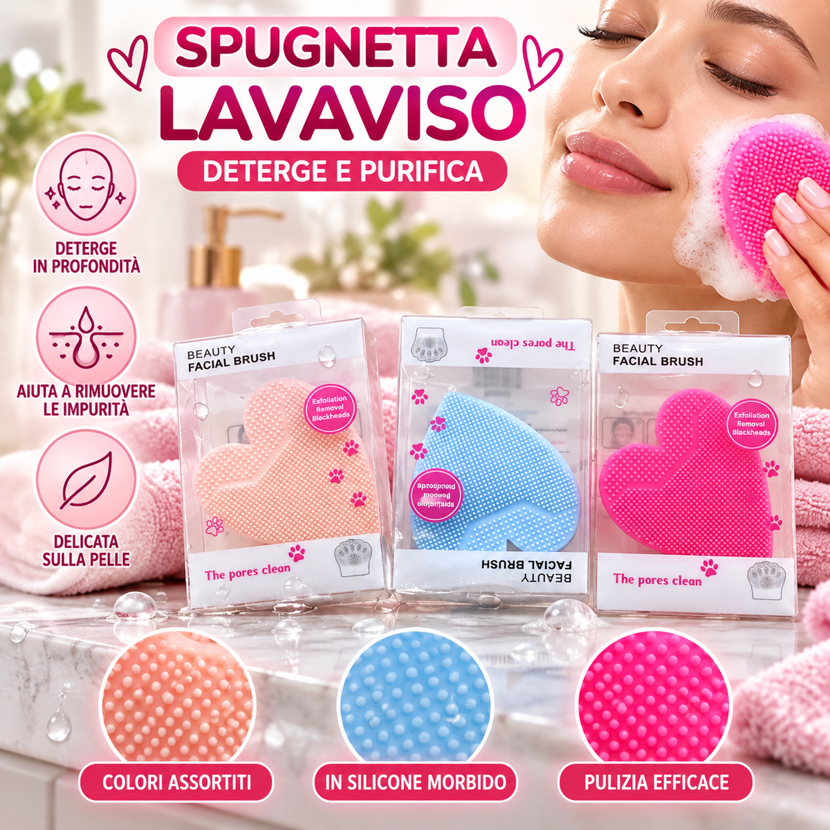 Spugnetta Lavaviso – Spugna Detergente ed Esfoliante colore casuale