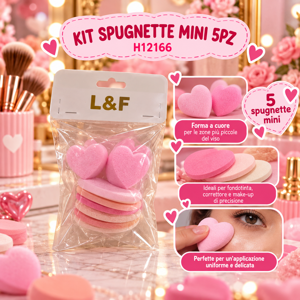 L&F Kit 5 Spugnette Mini Make-Up – H12166