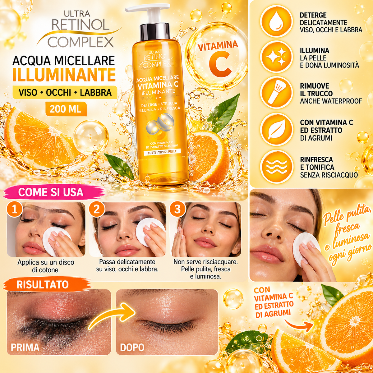 RETINOL COMPLEX ACQUA MICELLARE STRUCCANTE ILLUMINANTE 200ml