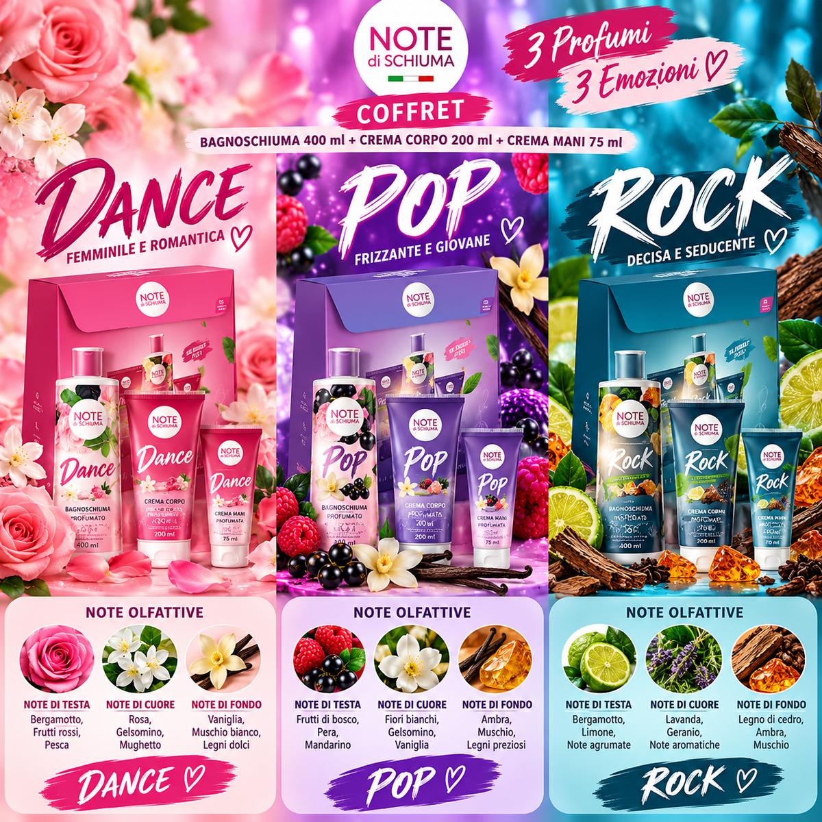 Note di Schiuma Coffret Dance, Pop & Rock – Set Corpo Profumati