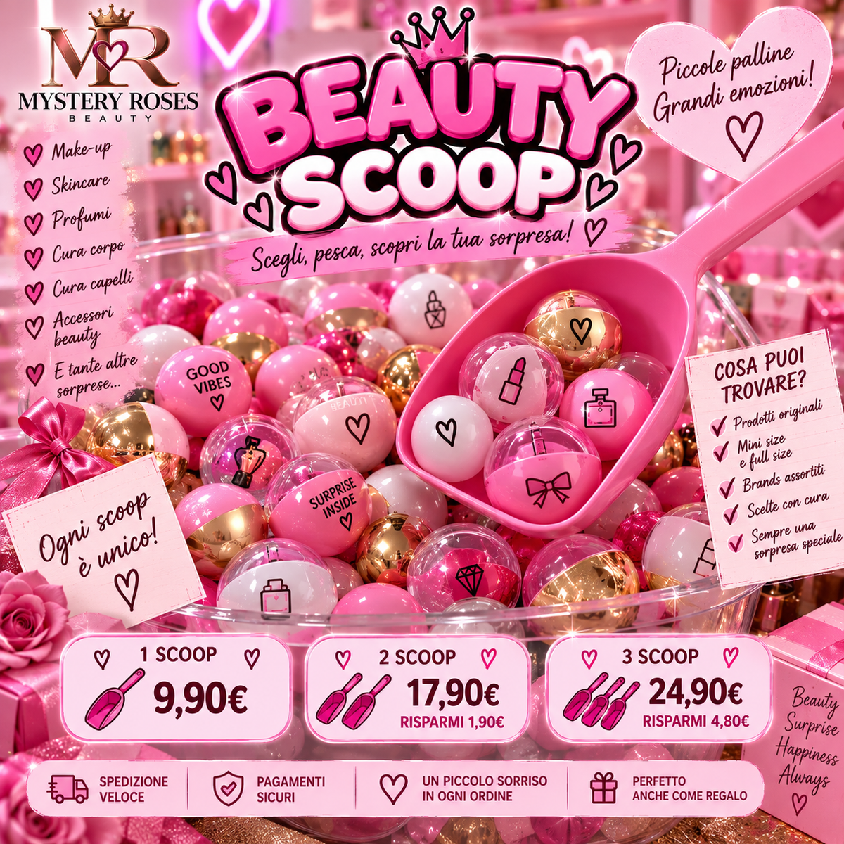 Beauty Scoop Misterioso 🎀 – Pesca le Palline & Scopri le Tue Sorprese Beauty